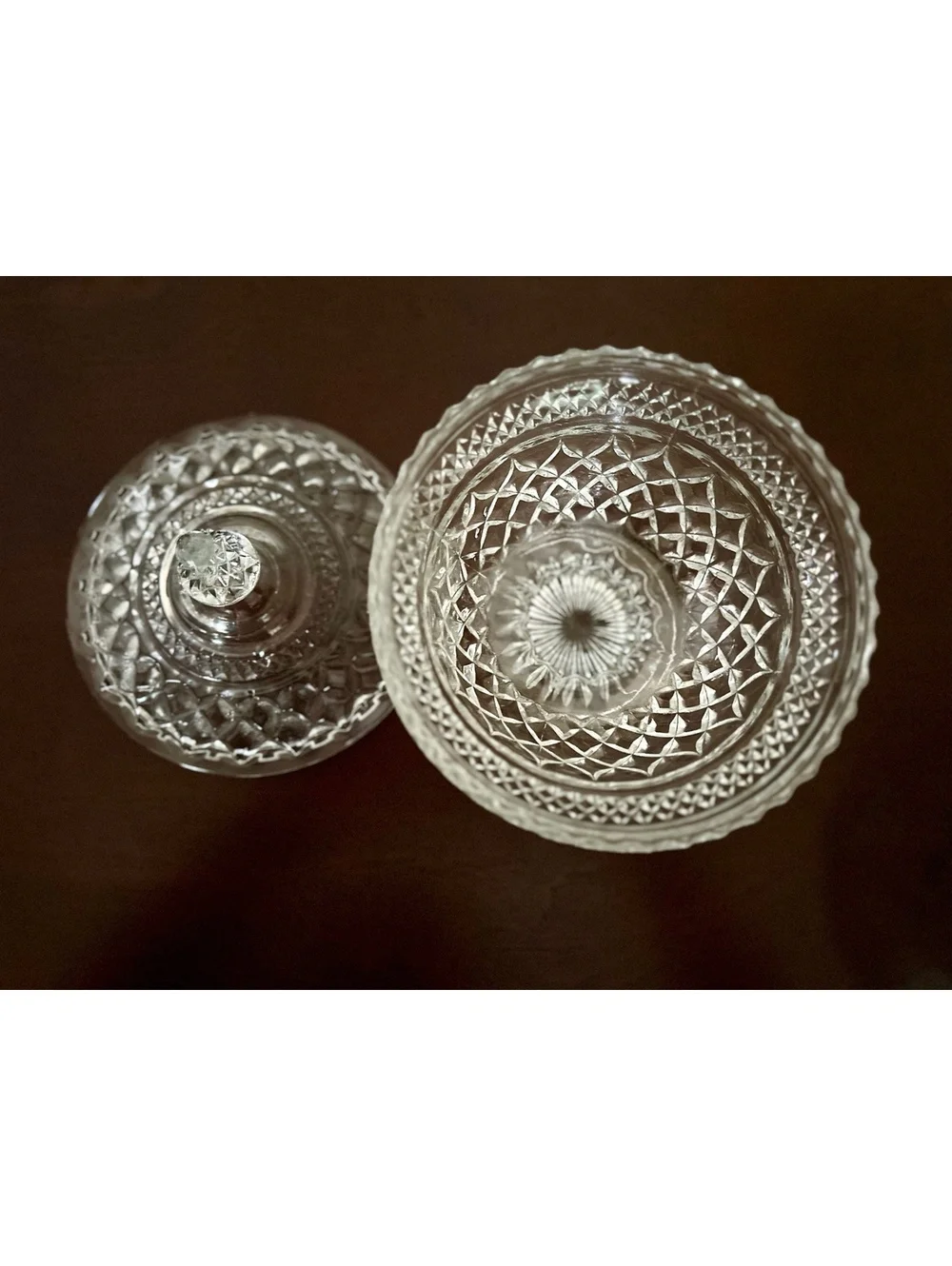Vintage Anchor Hocking Wexford Clear Glass Pedestal Candy Dish Pointed Lid